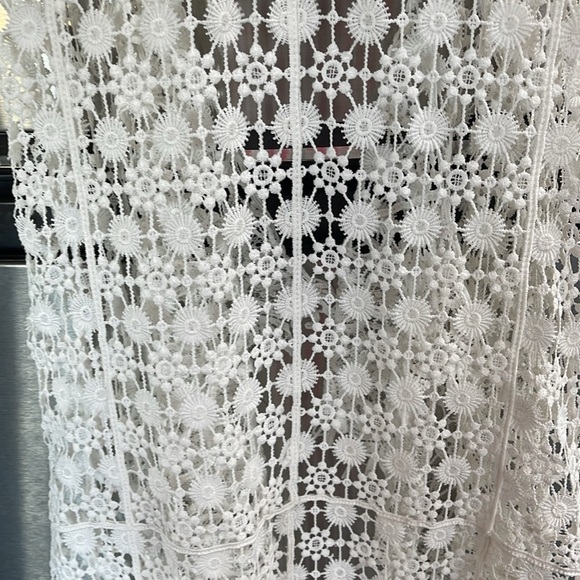 Crochet‎ lace cream long boho western vest shawl, women’s size Medium. Lace - Picture 11 of 11